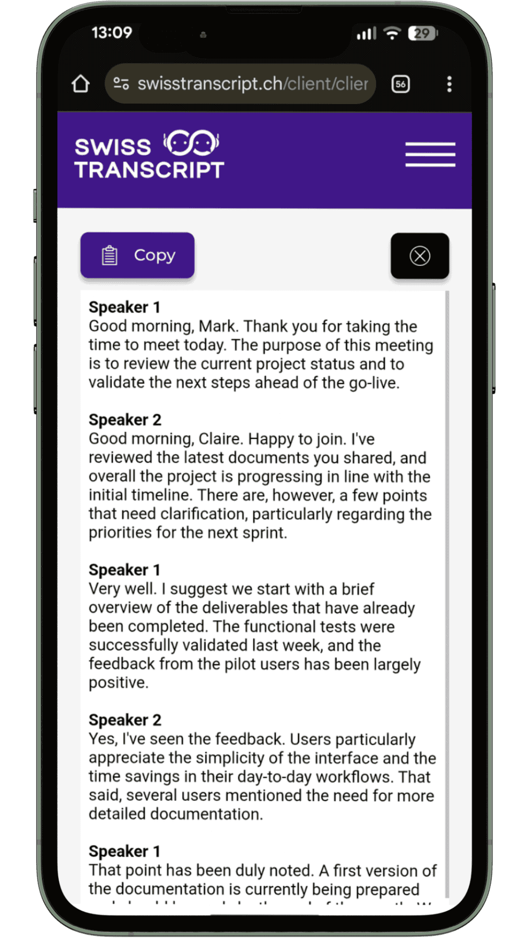 Transcription example